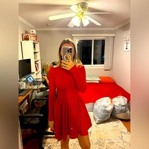 Woman red dress